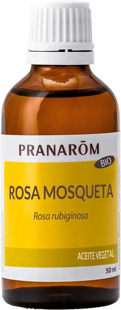 Pranarôm Aceite vegetal Rosa Mosqueta 100% Puro, Natural y Bio, para cicatrices, quemaduras, estrías y arrugas, nutritivo e hidratante para cara, cuerpo y cabello, 50 ml